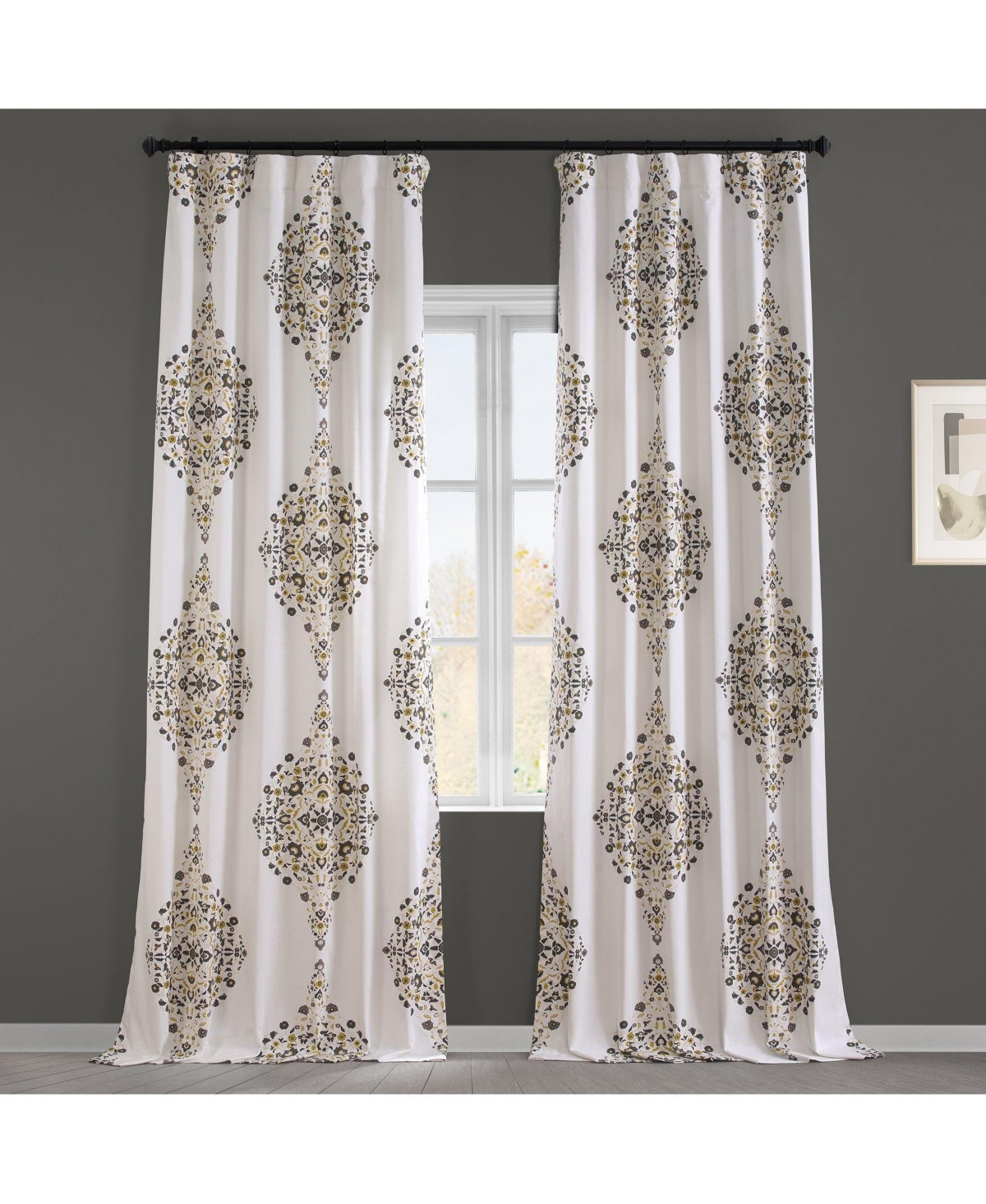 Half Price Drapes Emblem Printed Cotton Room Darkening Curtain