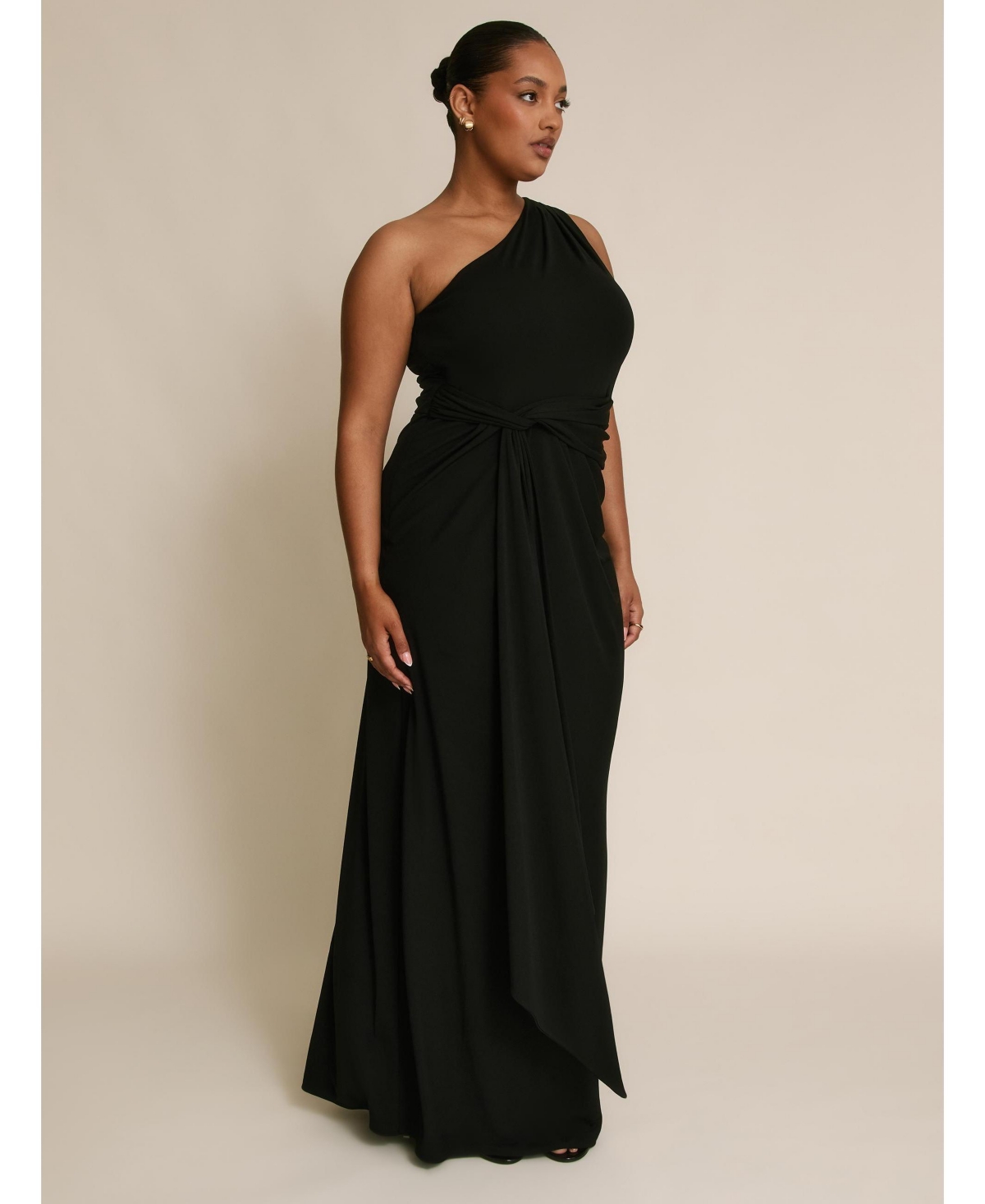 Six Stories Women's One Shoulder Drape Stretch Bridesmaid Dress