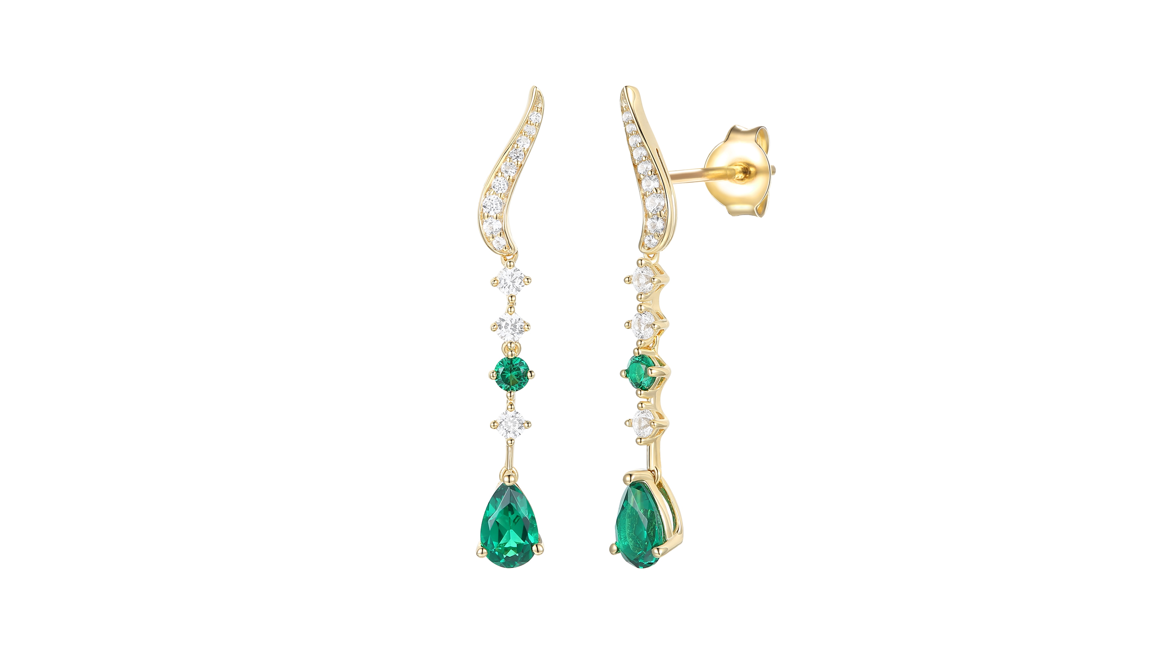 Macy's Lab-Grown Ruby (1/6 ct. t.w.) & White Sapphire (1/2 Earring 14k Gold Over Sterling Silver (also Emerald Sapphire)