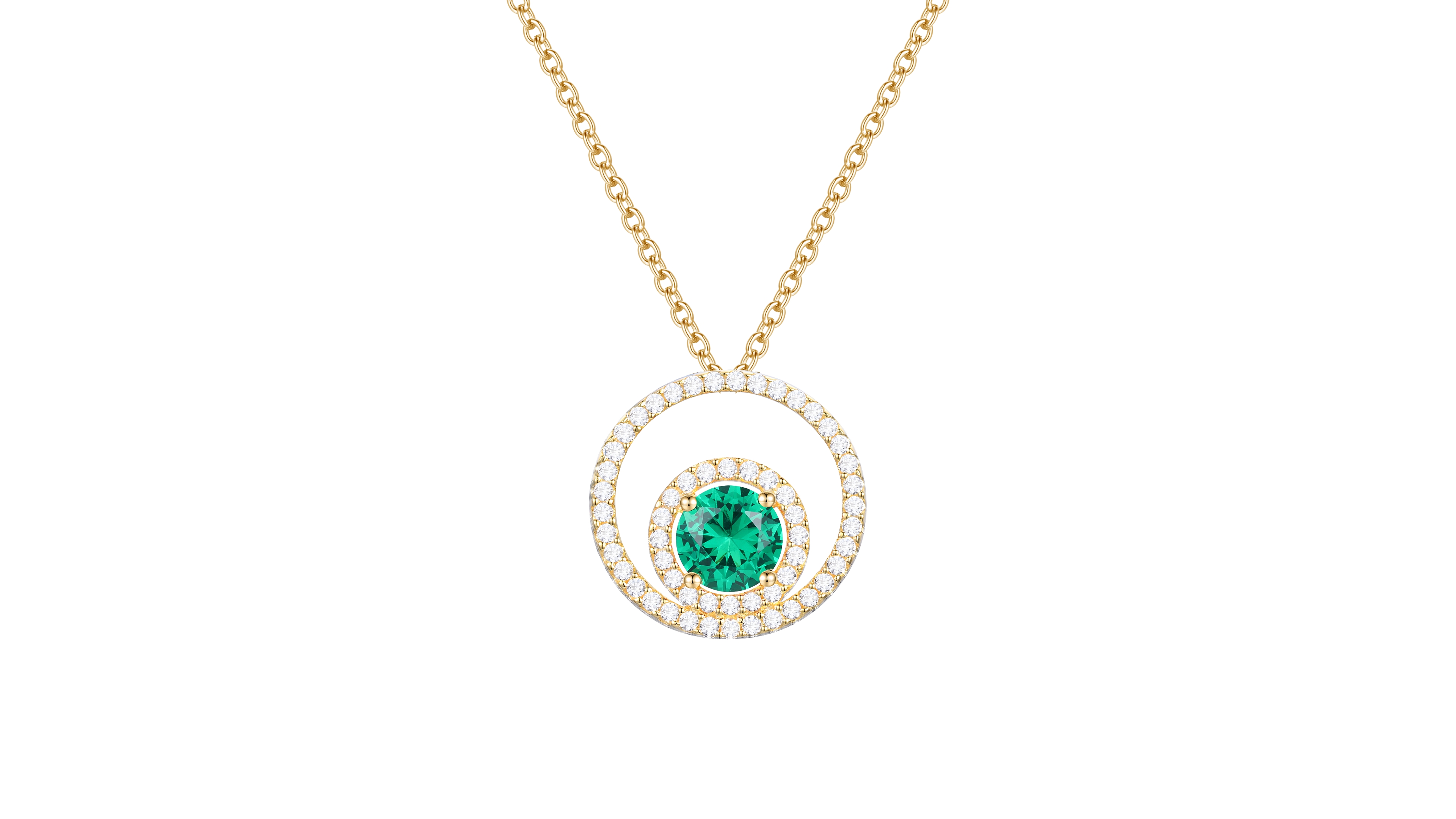 Macy's Lab-Grown Sapphire (1 ct. t.w.) & White (1/3 Pendant Necklace 14k Gold Over Sterling Silver (also Ruby Emerald)