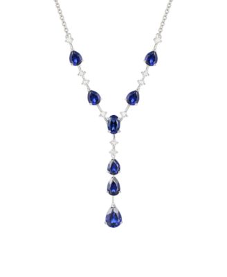 Blue Topaz (1/2 ct. t.w.) & Lab-Grown White Sapphire (1/2 ct. t.w.) Pendant Necklace in 14k Gold Over Sterling Silver (also in Ruby & Sapphire)