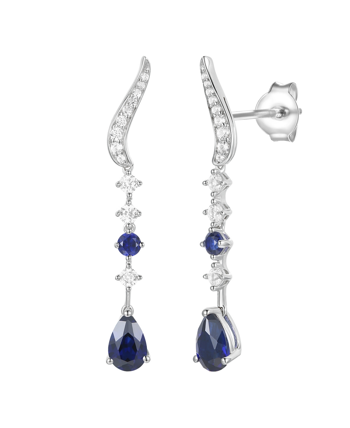 Macy's Lab-grown Ruby (1/6 Ct. T.w.) & White Sapphire (1/2 Ct. T.w.) Earring In 14k Gold Over Sterling Silv In Silver