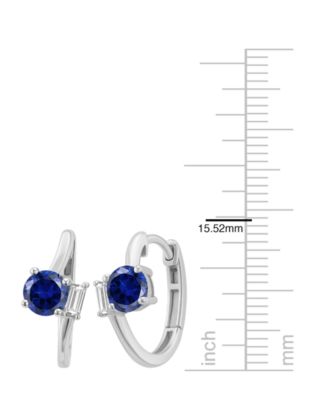 Lab-Grown Emerald (3/4 ct. t.w.) & White Sapphire (1/6 ct. t.w.) Earring in 14k Gold Over Sterling Silver (also in Ruby & Sapphire)