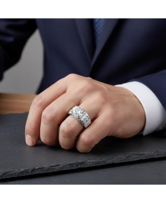 Men's Large Clear Cubic Zirconia Adjustable Band Ring