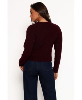 Women's Ettie Wrap Side Tie Knit Sweater - Burgundy