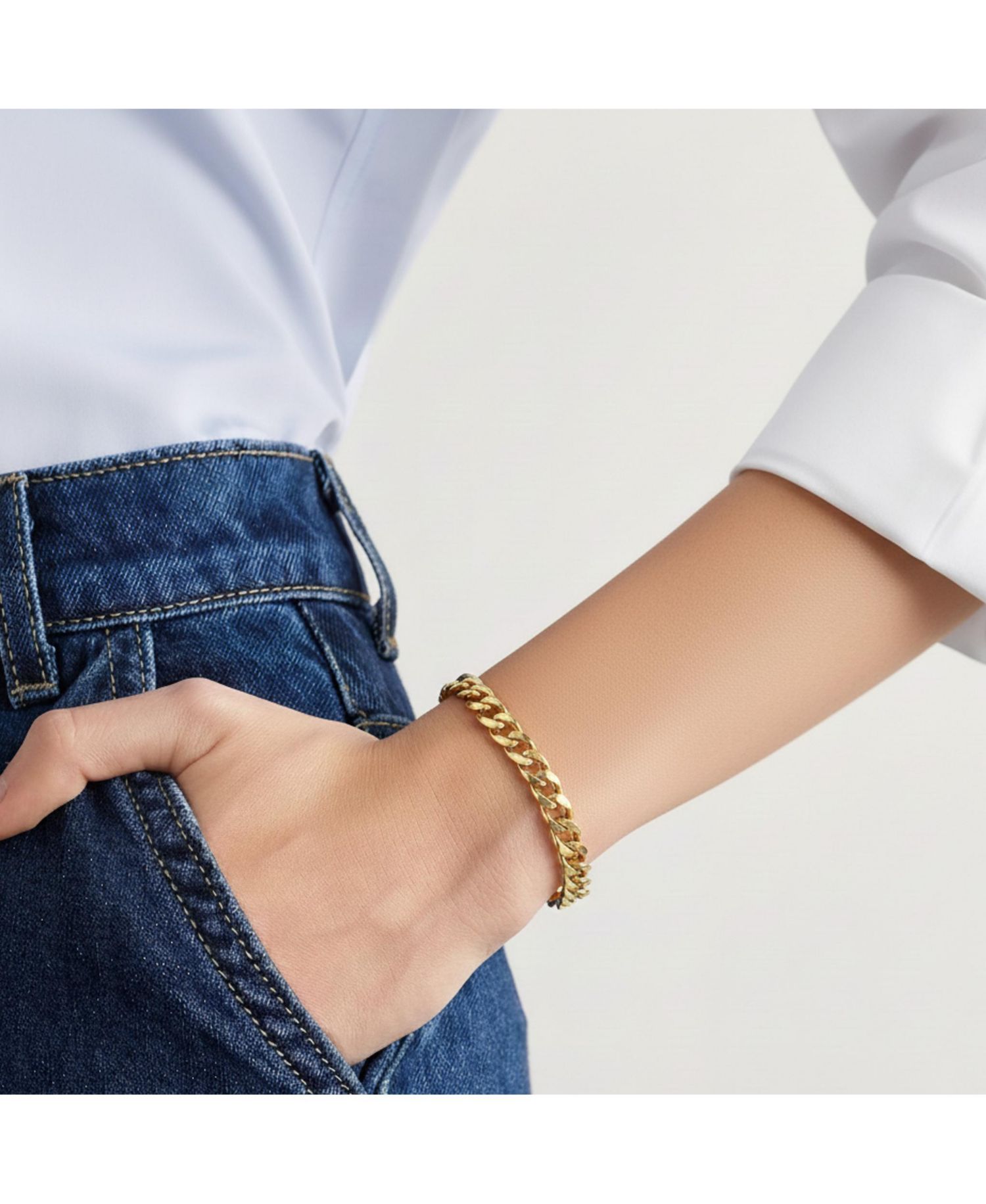 Plated Stainless Steel Curb Chain Bracelet & Anklet
