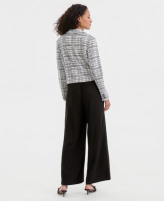 Women's Notch Collar Cropped Blazer, Sleeveless Lace Knit Top & Notch Collar Cropped Blazer