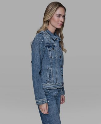 Women's Button Front Embellished Denim Jacket