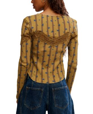 Women's Lets Party Cardi-Print Square Neck Top