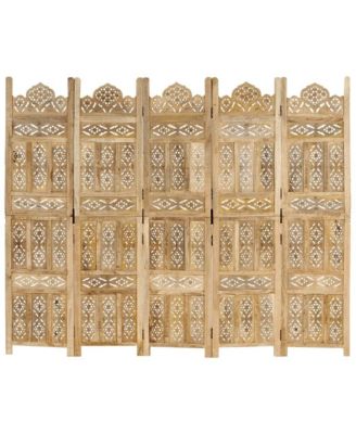 Hand carved 5-Panel Room Divider 78.7"x65" Solid Mango Wood