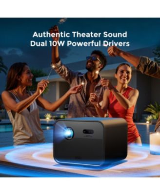 Poseidon E100 4K Projector with DLP Tech, 1800 ANSI Projector with WiFi and Bluetooth, 300'' Home Theater with Active 3D & 120% DCI-P3