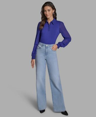 Women's Slim Fit Collared Button-Up Top