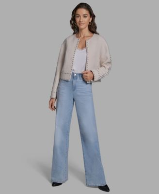 Women's Textured Stud Trim Long-Sleeve Jacket