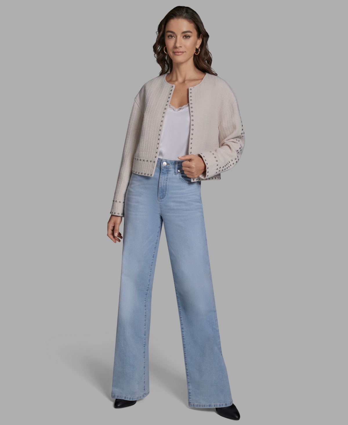 Bcbg Women's Textured Stud Trim Long-Sleeve Jacket