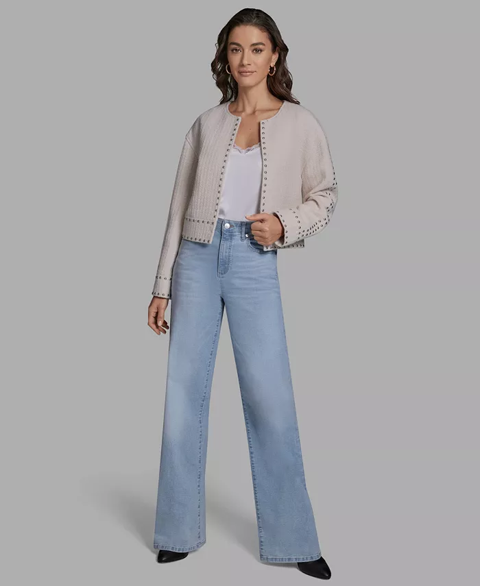 Women's Textured Stud Trim Long-Sleeve Jacket - thumbnail 2