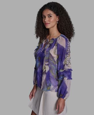 Women's Long-Sleeve Tie Detail Pull-On Top