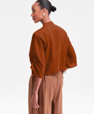 Women's 3/4 Sleeve Button Front Chambray Blouse