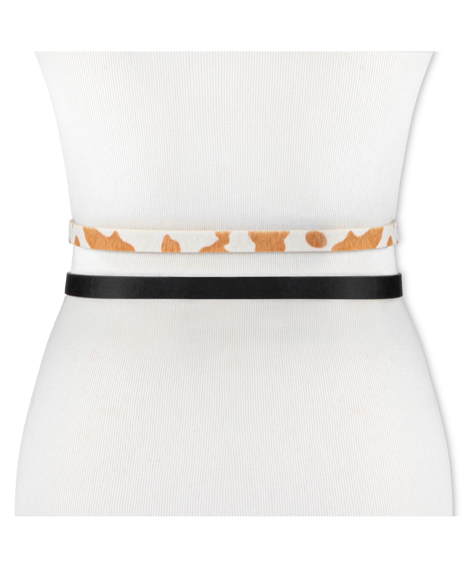 Women's 2-Pack Solid Cow Print Skinny Casual Belt Set