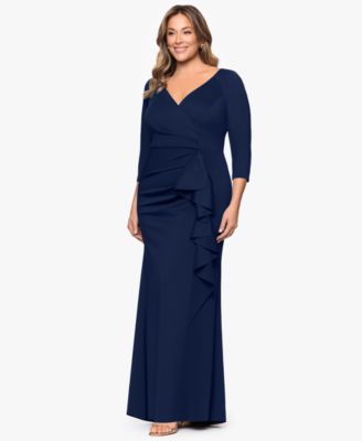 Plus Size V-Neck 3/4-Sleeve Dress