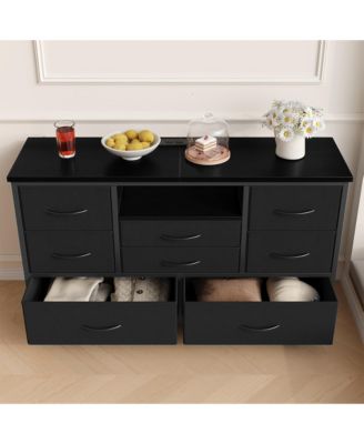TV Stand Dresser for Bedroom with 8 Fabric Drawer & Power Outlet