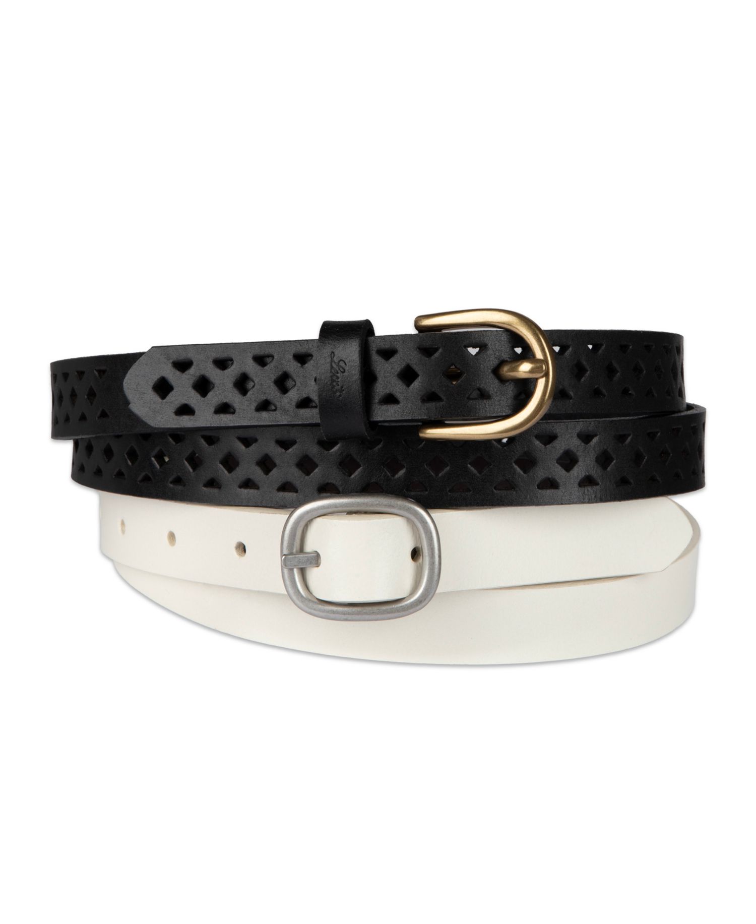 Women's 2-Pack Perforated and Reversible Skinny Casual Belt Set