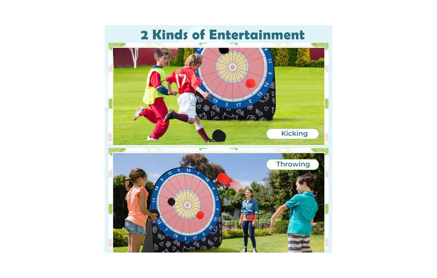 Детская игрушка Boyel Living Large Foldable Dart Board with 2 Game Modes and 4 Kick Balls, Ages 6+, цвет: Чёрный — фото 7