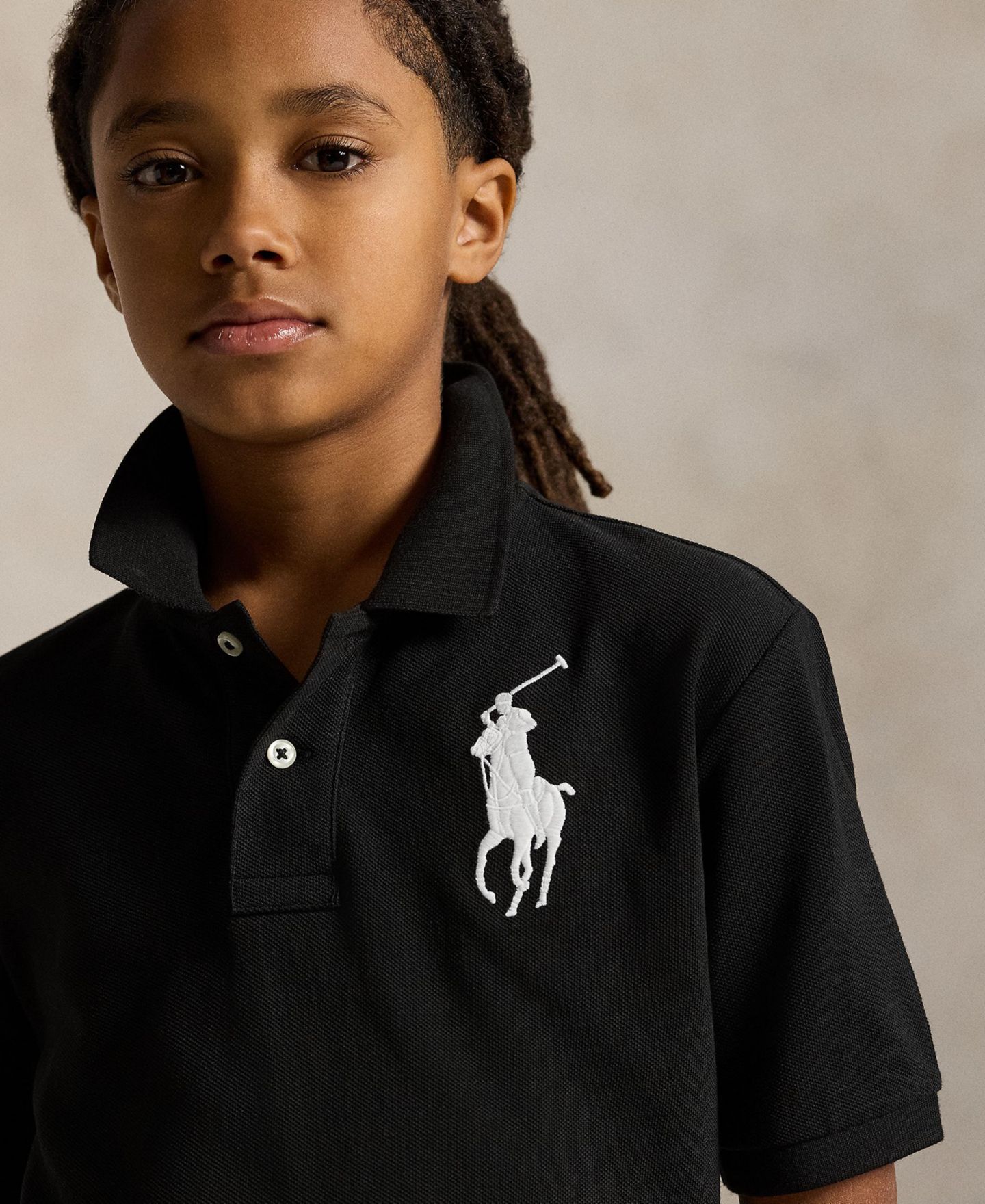 Поло Polo Ralph Lauren Big Pony Cotton Mesh Short-Sleeve Polo Shirt для мальчиков, цвет: Чёрный / Белый — фото 3