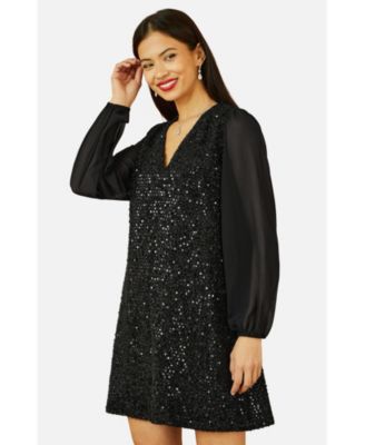 Women's Women'sSequin Tunic Dress With Tie Back