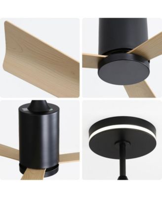 52-inch Modern Minimalist Black 3-Blade Ceiling Fans with Remote Control and Timing Function