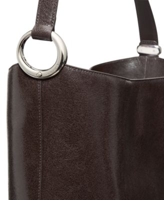 Halo Large Glazed Leather Bucket Bag