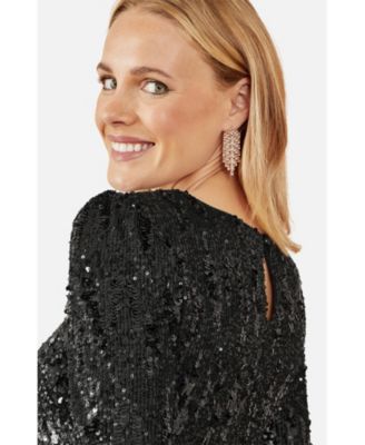 Women's Sequin Long Sleeve Fitted Dress