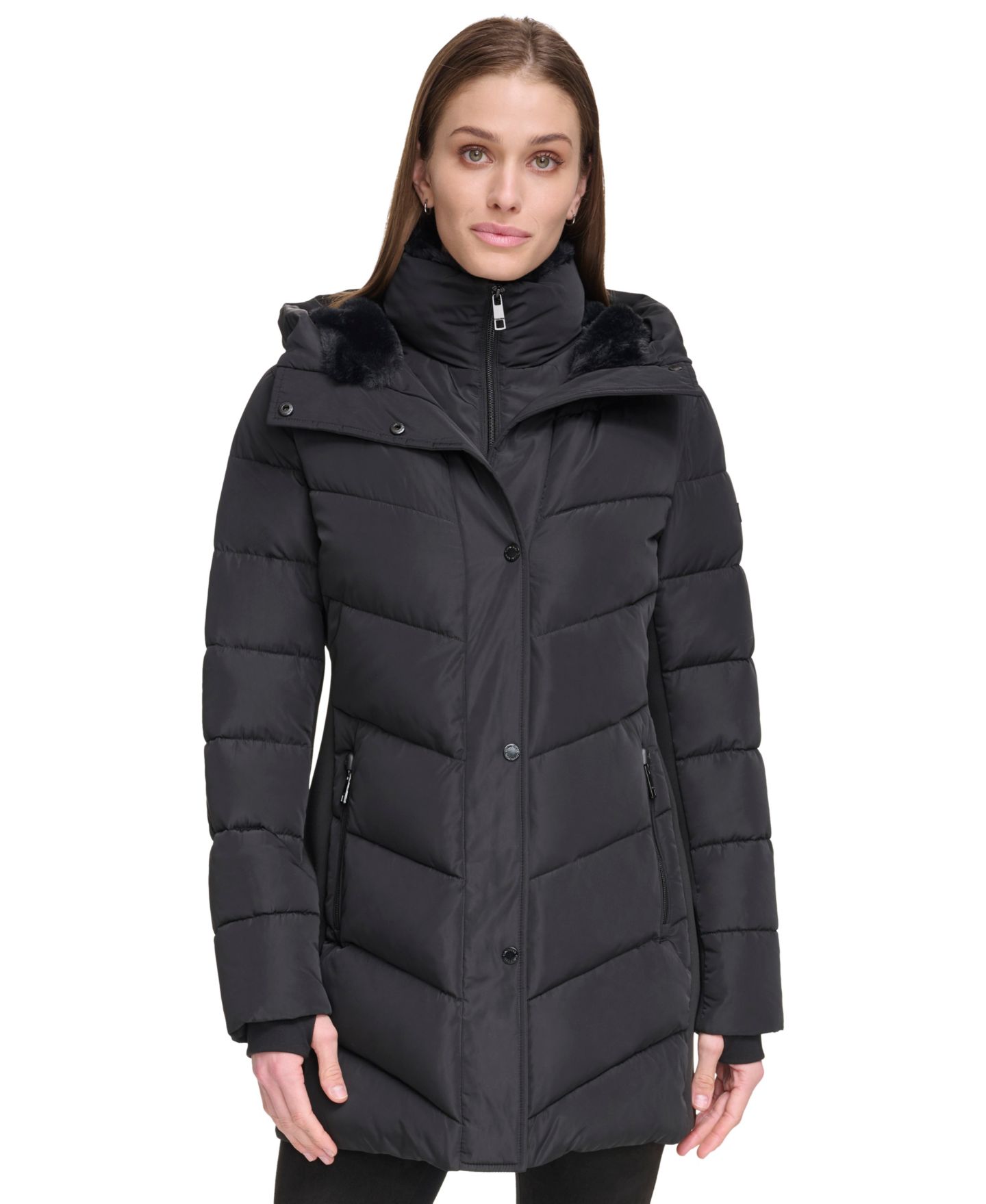 Женская куртка Calvin Klein Hooded Puffer, цвет: Чёрный — фото 1