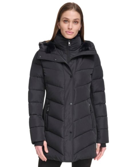 Женская куртка Calvin Klein Hooded Puffer, цвет: Чёрный