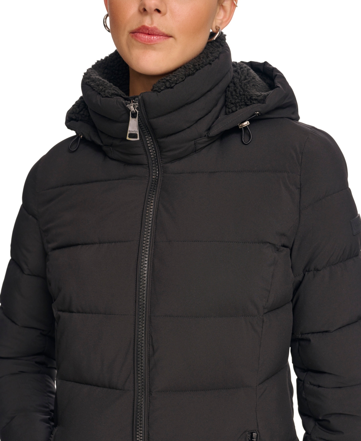Calvin Klein Women's Hooded Puffer Coat In Black