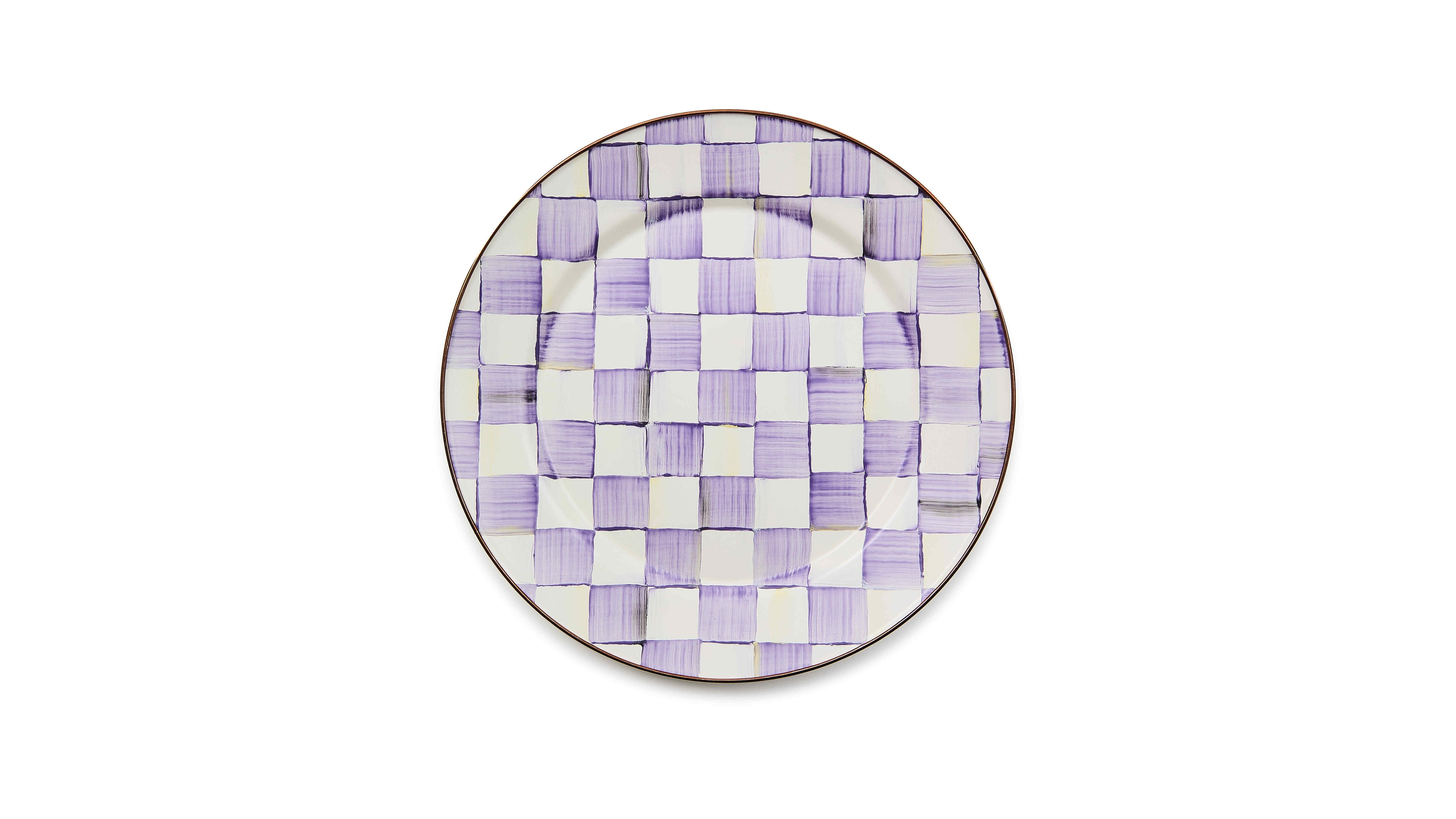 MacKenzie-Childs Violet Check Handmade Charger Plate