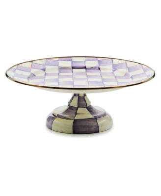 Violet Check Small Pedestal Platter