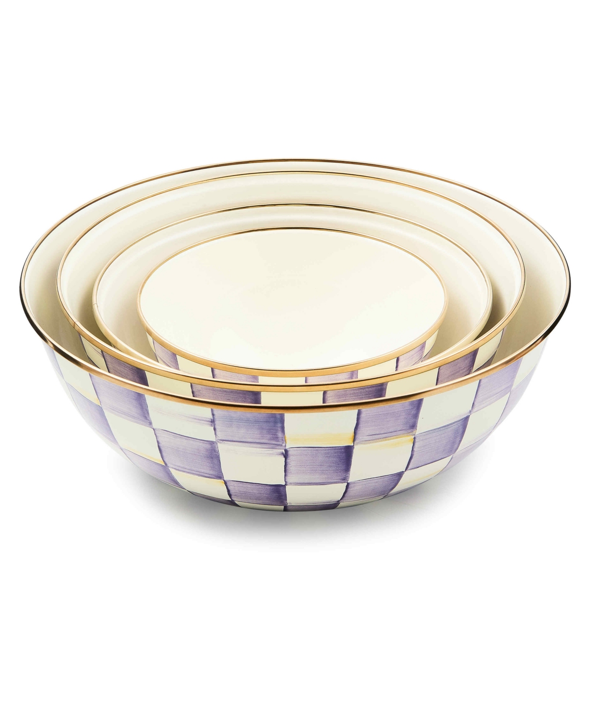 MacKenzie-Childs Violet Check Extra Large Everyday Bowl