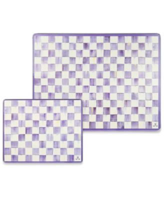 Set of 2 Violet Check Glass Cutting Boards