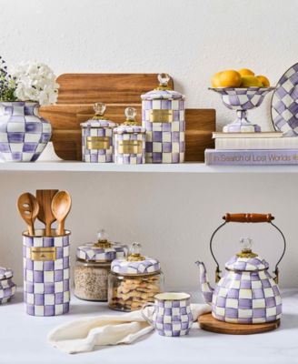 Violet Check Small Handmade Kitchen Canister