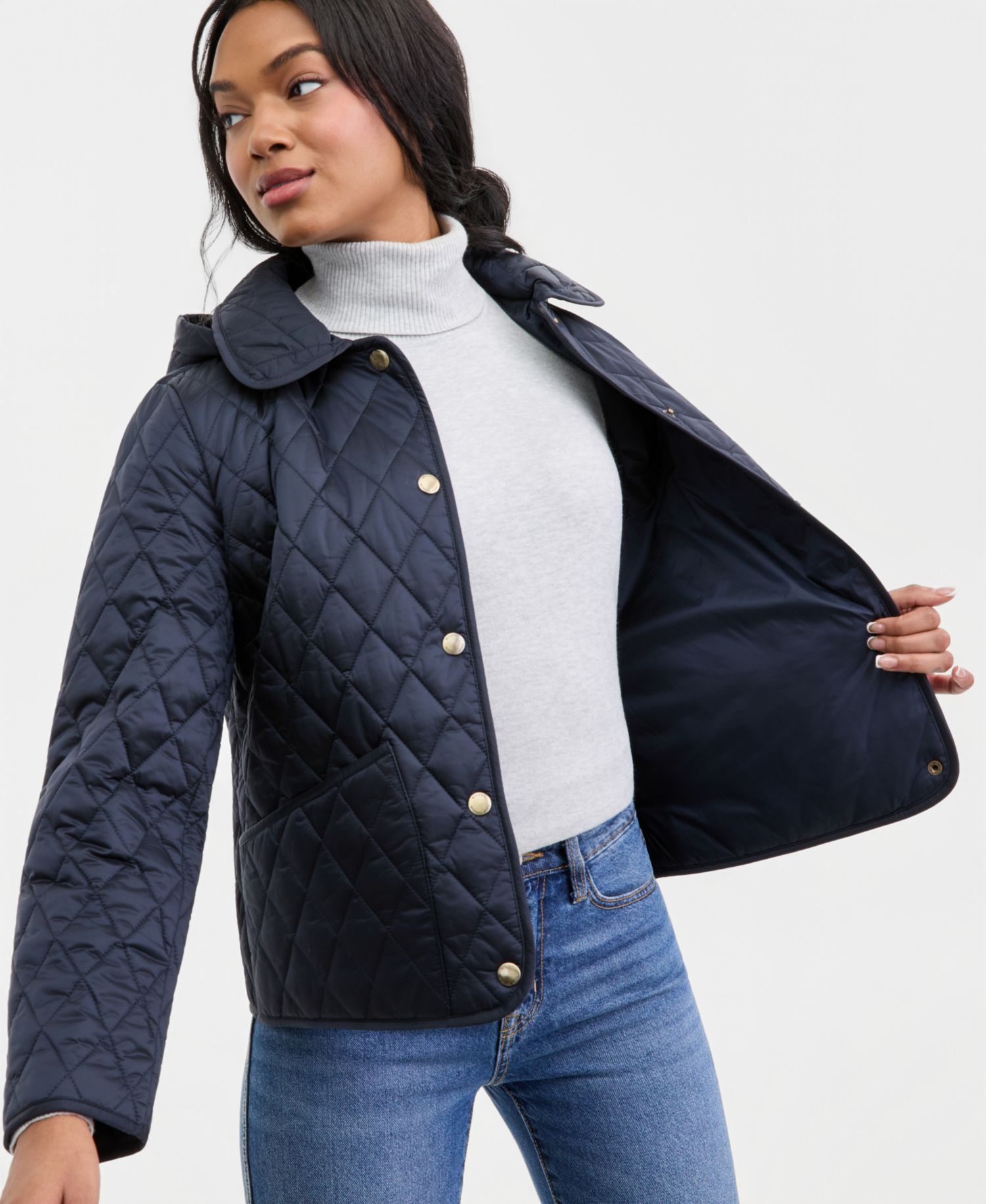 Michael Kors Petite Short Hooded Quilted Coat