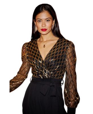 Women's Sequin Wrap Over Jumpsuit