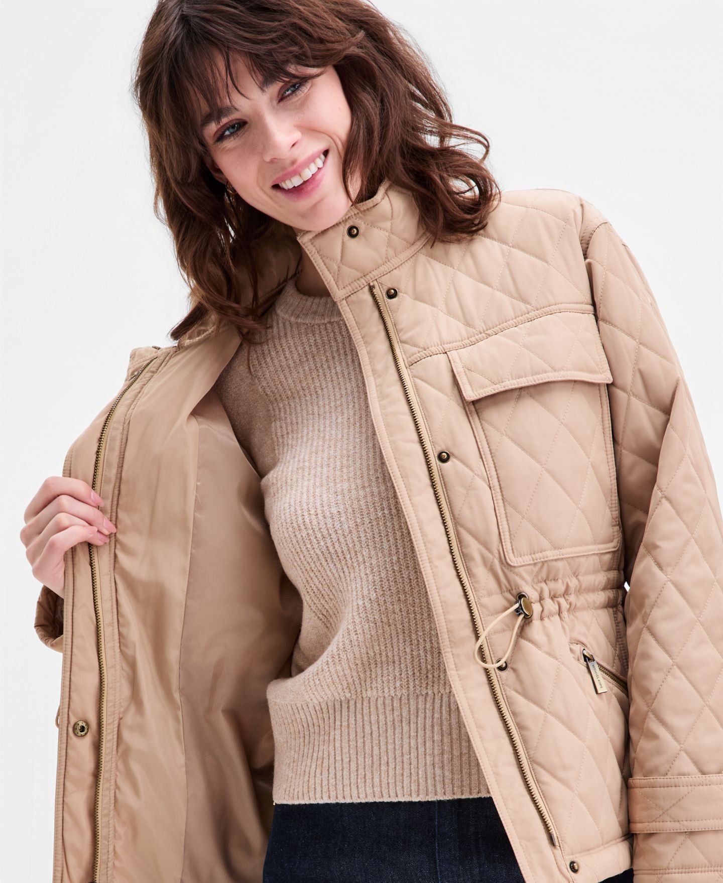 Женское пальто MICHAEL Michael Kors Short Quilted, цвет: Хаки — фото 4