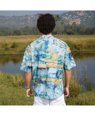 Men's Sky Blue & Pumkin Orange Indie-Block Oversized Shirt