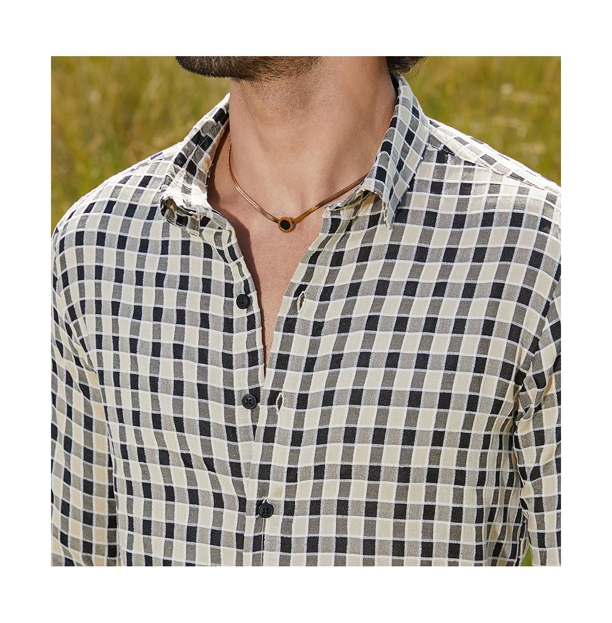 Campus Sutra Men's Navy Blue & Cream White Glen Check Shirt