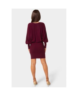 Women's Scoop Neck Bloudson Sweater Midi Dress