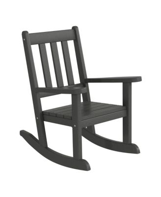 3-Piece Kids Outdoor Rocking Chairs Set With Kids Square Side Table