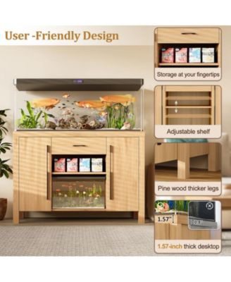 Storage Cabinet With Fish Tank Stand Power Outlets