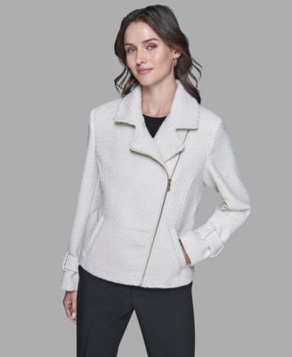 Women's Exposed Zipper Tweed Moto Jacket