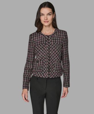 Women's Crewneck Padded Tweed Jacket