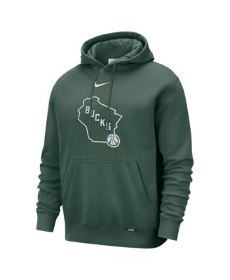 Men's Hunter Green Milwaukee Bucks 2025/26 City Edition Remix Essential Logo Club Pullover Hoodie